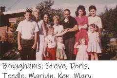 Broughams: Steve, Doris, Teedle, Mariyln, Ken, Mary, Beverly, Children: Linda, Candy, Diane, Gail